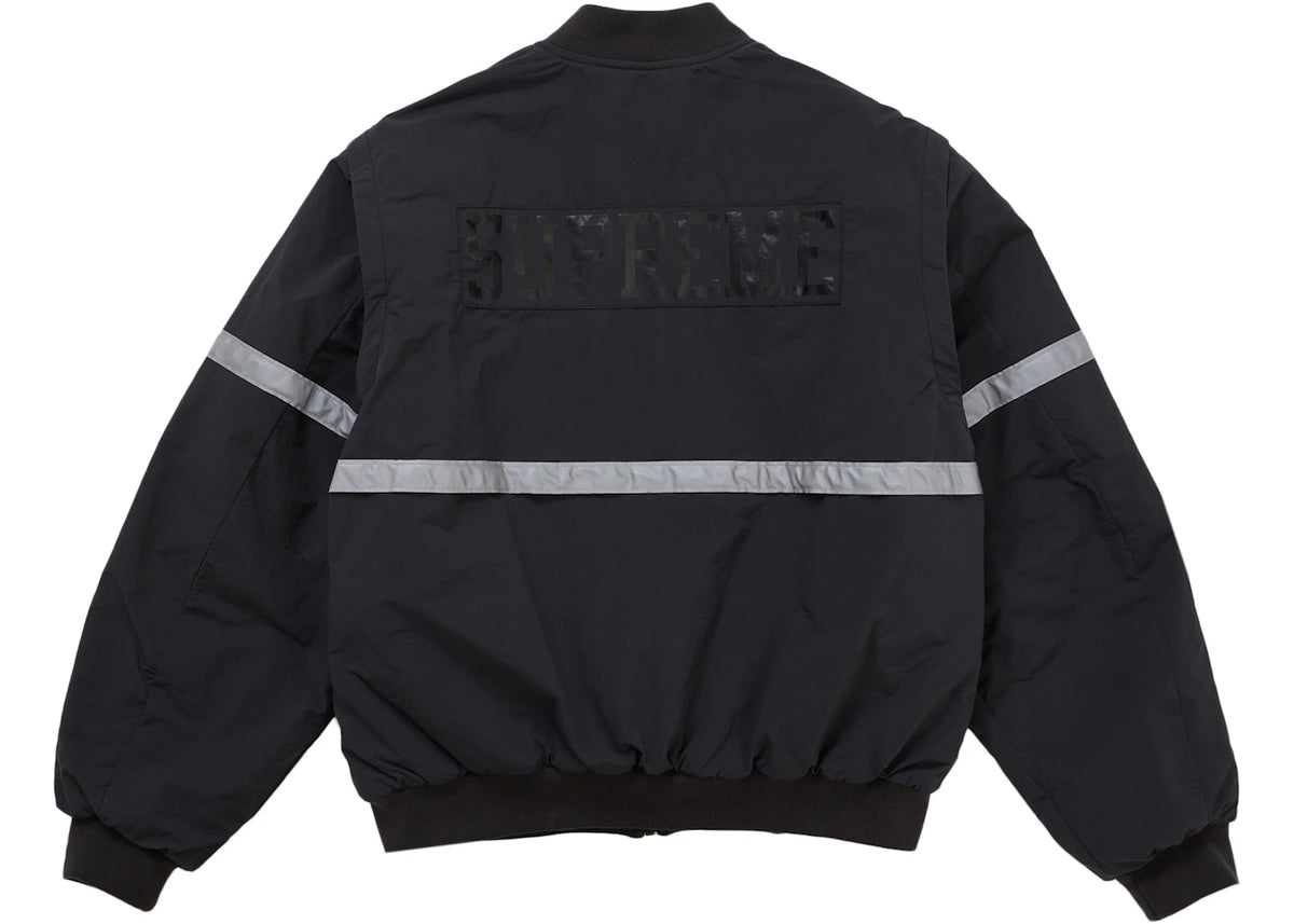 Supreme Zip-Off Sleeve Reflective Stripe Jacket Black - vue secondaire B
