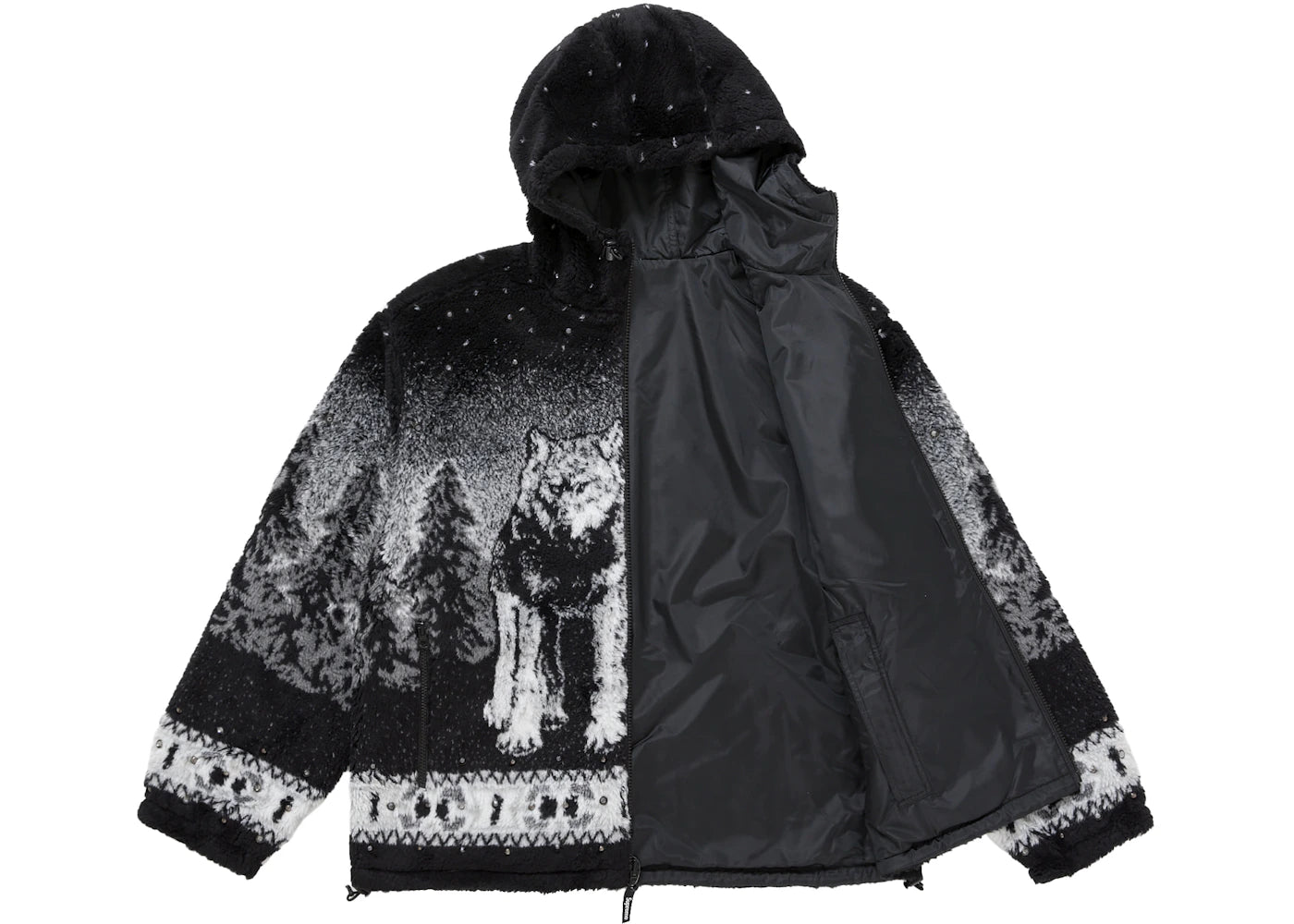 Supreme b.b. Simon Reversible Hooded Fleece Jacket Black - vue secondaire B