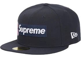 Supreme x New Era Breast Cancer Awareness Box Logo Fitted Hat Navy - vue 360