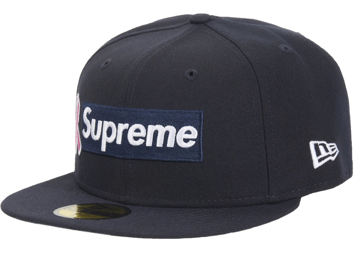 Supreme x New Era Breast Cancer Awareness Box Logo Fitted Hat Navy - vue 360