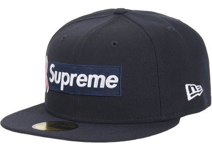 Supreme x New Era Breast Cancer Awareness Box Logo Fitted Hat Navy - product view 2
