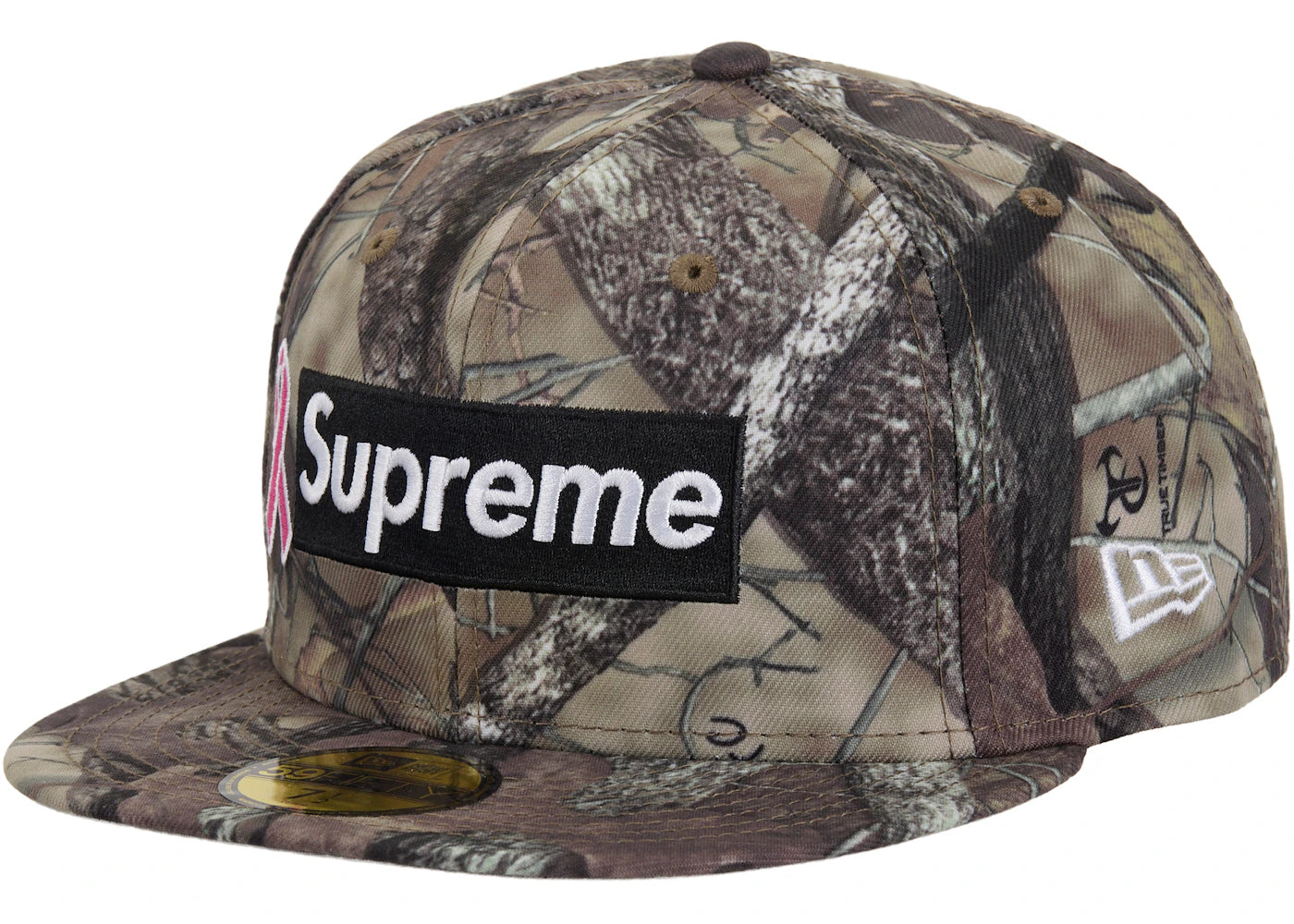 Supreme x New Era Breast Cancer Awareness Box Logo Fitted Hat Woodland Camo - vue secondaire A
