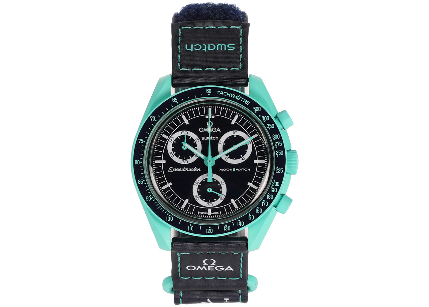 Swatch x Omega Bioceramic Moonswatch Mission On Earth Polar Lights SO33L103 - vue 360