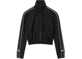 T by Alexander Wang Cropped Logo Webbing Tape Track Jacket Black - vue 360