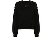 T by Alexander Wang Essential Terry Crew Puff Paint Logo Sweatshirt Black