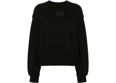 T by Alexander Wang Essential Terry Crew Puff Paint Logo Sweatshirt Black