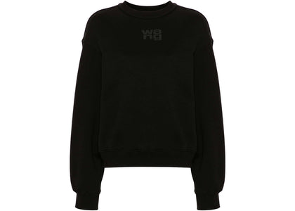 T by Alexander Wang Essential Terry Crew Puff Paint Logo Sweatshirt Black - authentic T by Alexander Wang apparel
