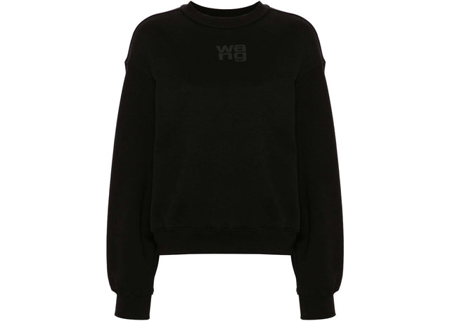 T by Alexander Wang Essential Terry Crew Puff Paint Logo Sweatshirt Black