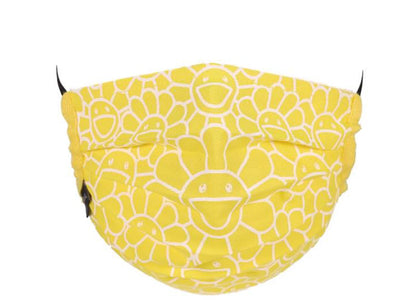 Takashi Murakami Flower Pattern Face Mask Lemon Yellow/White - product view 2