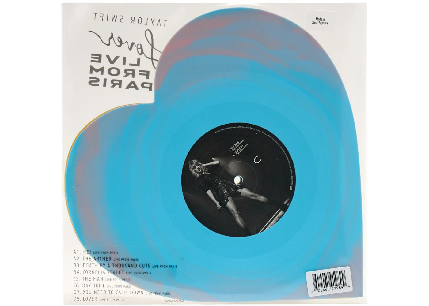 Taylor Swift Lover (Live From Paris) Heart Shaped 2XLP Vinyl (2025) Pink & Blue - vue secondaire B