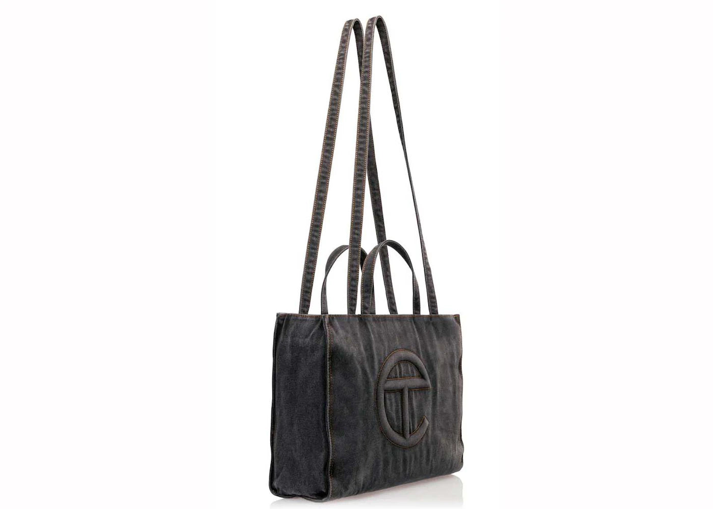 Telfar Medium Denim Shopping Bag Black