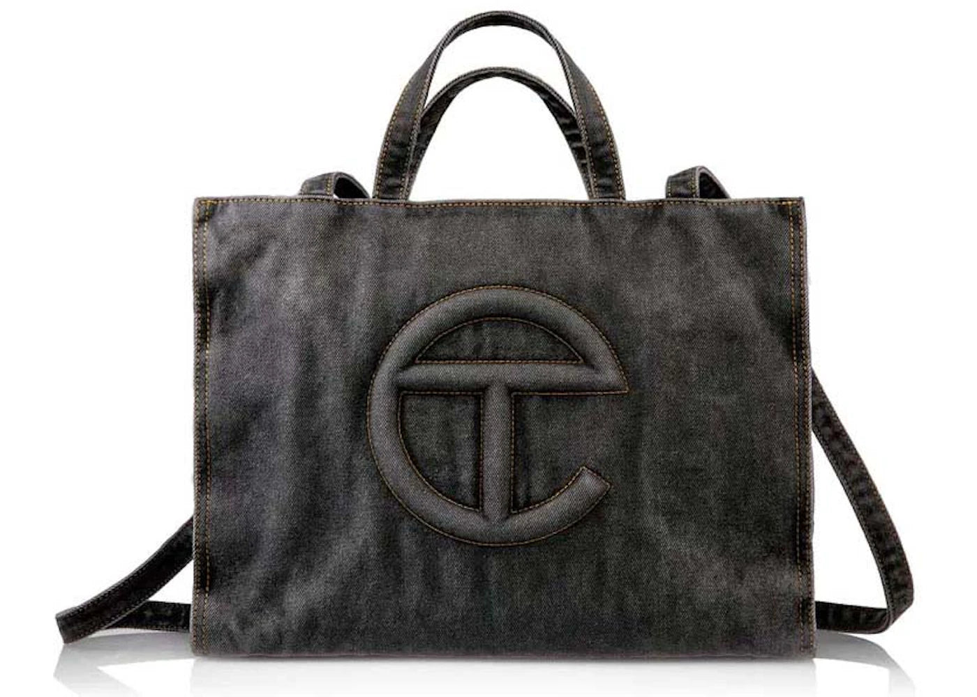 Telfar Medium Denim Shopping Bag Black - vue 360