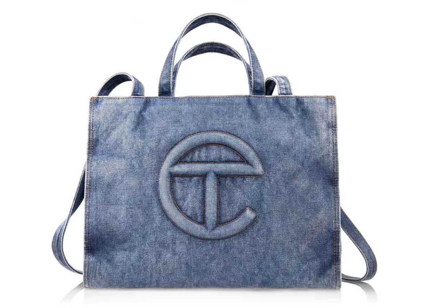 Telfar Medium Denim Shopping Bag Blue - vue 360