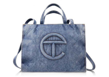 Telfar Medium Denim Shopping Bag Blue sneakers - authentic Telfar shoes