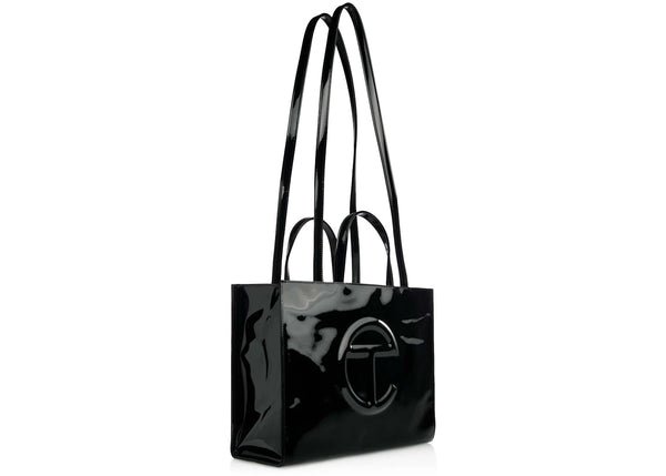 Telfar Medium Patent Shopping Bag Black