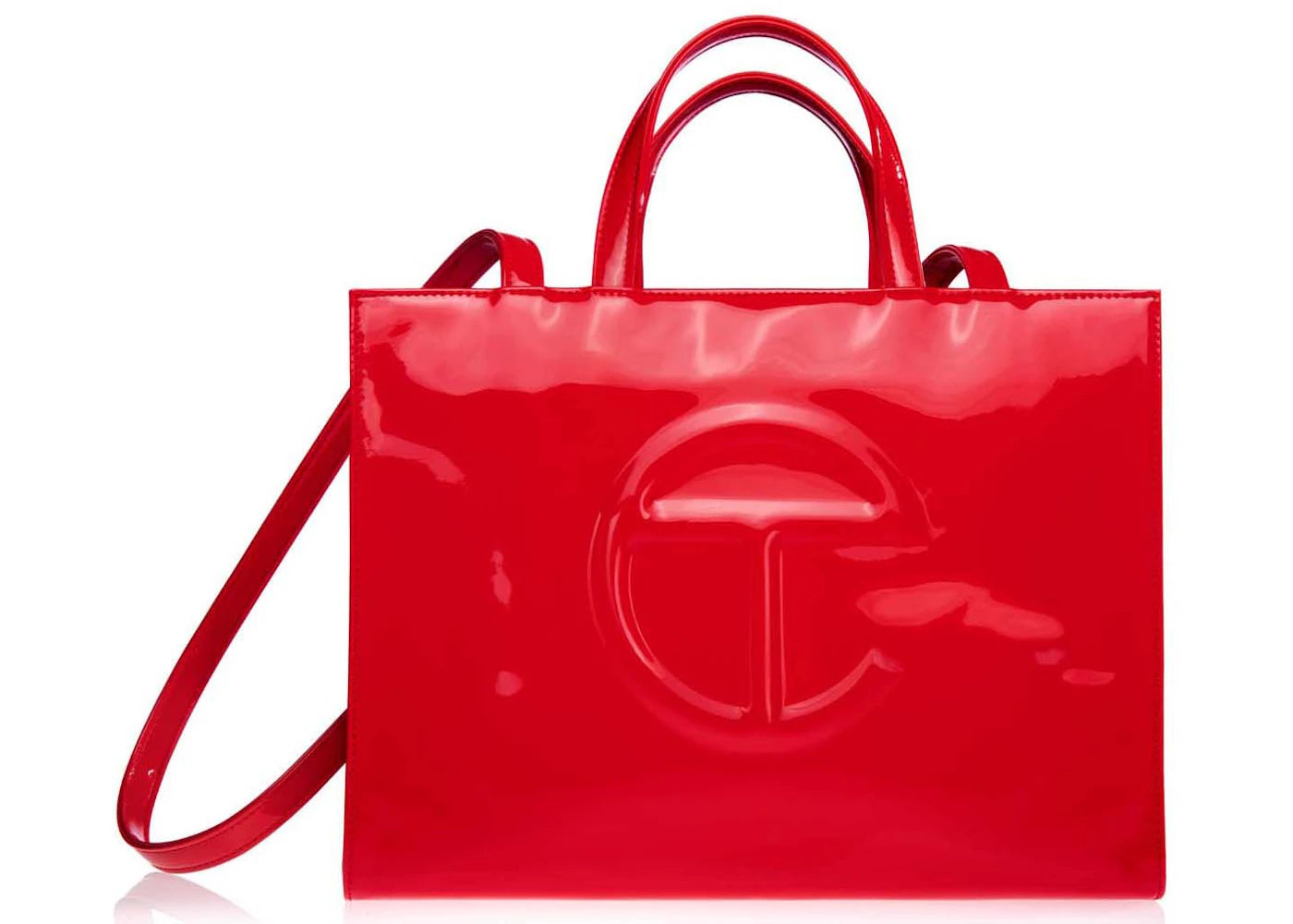 Telfar Medium Patent Shopping Bag Red - vue 360