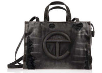 Telfar Einkaufstasche, mittelgroß, Used-Look, Schwarz