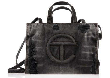 Telfar Medium Shopping Bag Distressed Black - authentic Telfar product