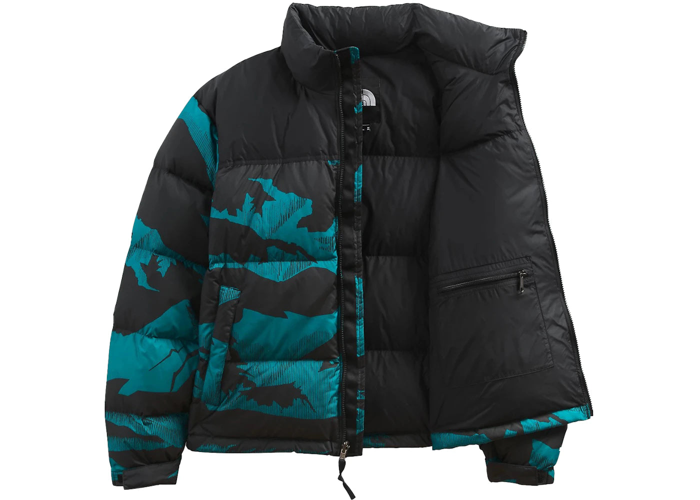 The North Face 1996 Retro Nuptse 700 Fill Packable Jacket Harbor Blue/Linear Mountain Print - vue secondaire A
