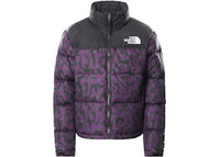 The North Face Womens 1996 Printed Retro Nuptse 700 Fill Packable Jacket Gravity Purple Leopard Print