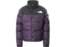 The North Face Womens 1996 Printed Retro Nuptse 700 Fill Packable Jacket Gravity Purple Leopard Print