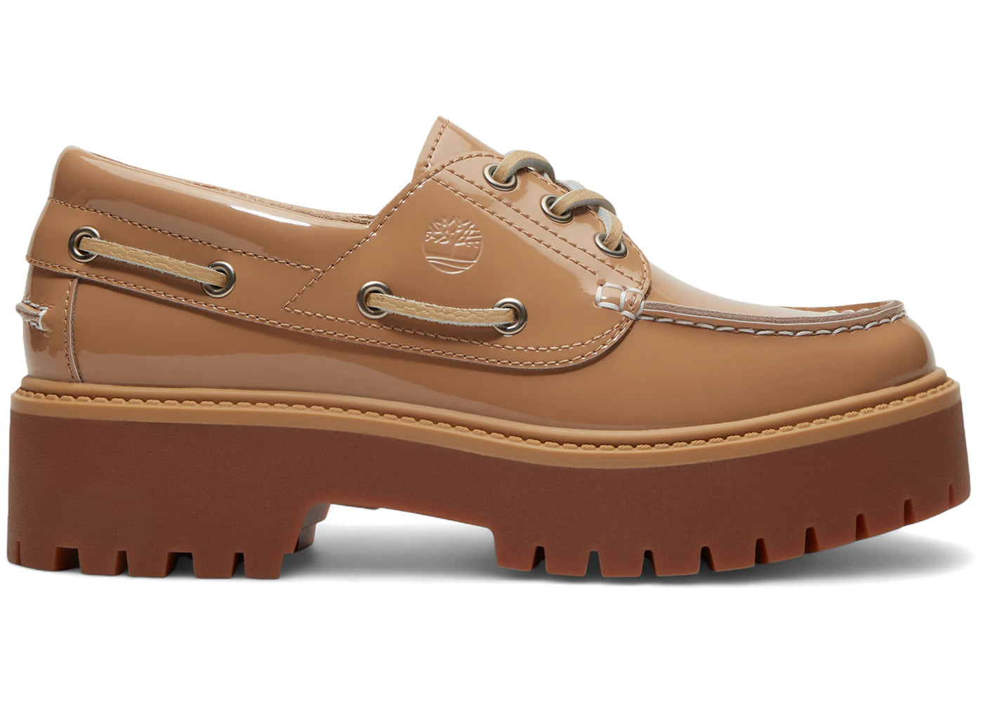 Timberland Stone Street Platform Boat Shoe Beige Patent Leather (Women's) - vue secondaire A