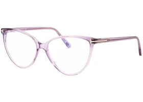 Tom Ford Round Eyeglasses Shiny Transparent Liliac (FT5743-B 078) - vue 360