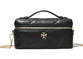Tory Burch Kira Diamond Quilt East-West Vanity Case Black - vue 360