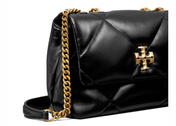 Tory Burch Kira Diamond Quilt Kleine wandelbare Schultertasche Schwarz