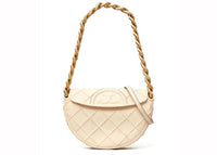 Tory Burch Mini Fleming Soft Crescent Bag New Cream