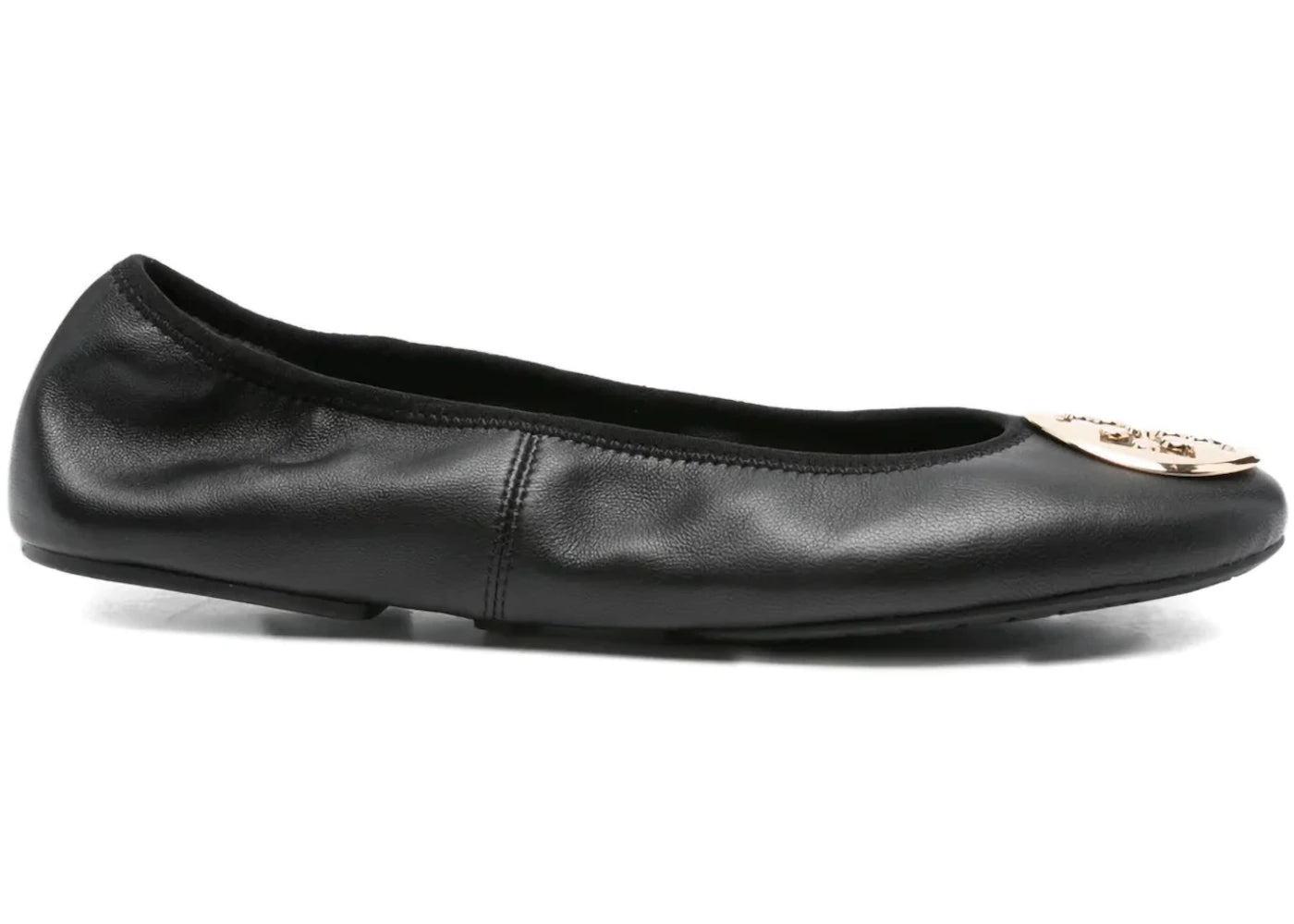 Tory Burch Reva Travel Ballet Flat Perfect Black Gold (Women's) - vue 360