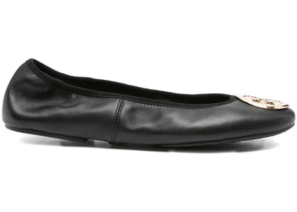 Tory Burch Reva Travel Ballet Flat Perfect Black Gold (Women's) - authentic Tory Burch sneakers