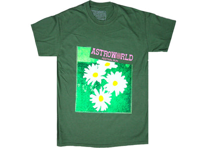 Travis Scott Astroworld Festival Run Flower Tee Olive - product view 2