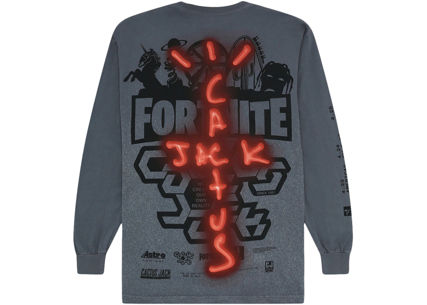 Travis Scott Back Bling L/S Tee Washed Grey - vue secondaire A