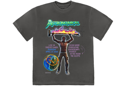 Travis Scott Back Bling T-Shirt Washed Black - authentic Travis Scott apparel