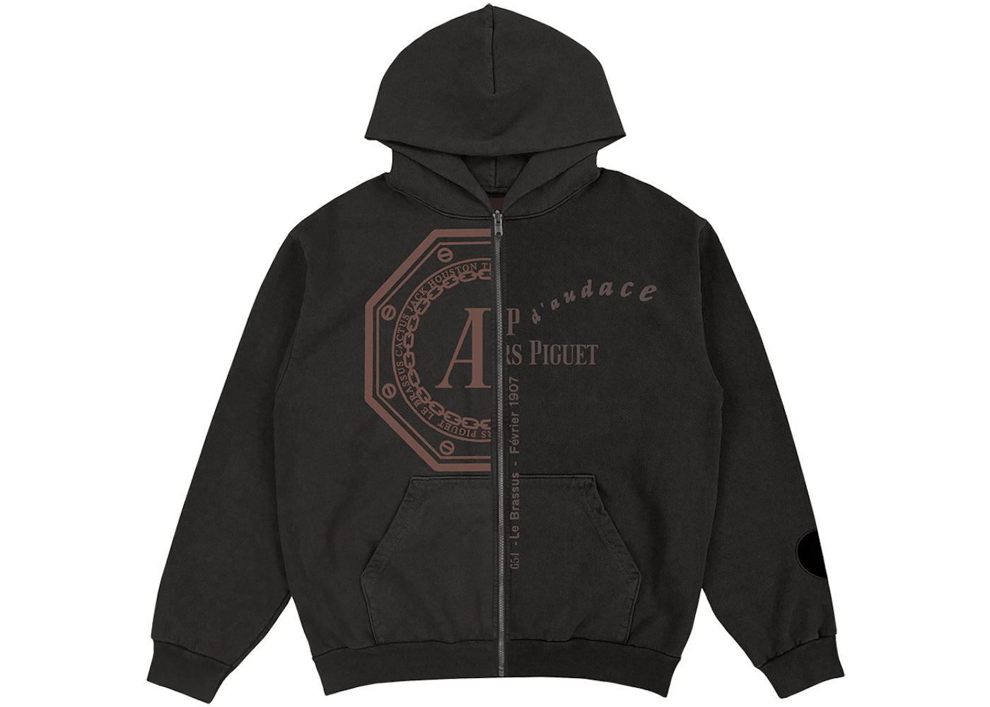 Travis Scott CJ x Audemars Piguet Split Logo Zip Up Hoodie Black - vue 360