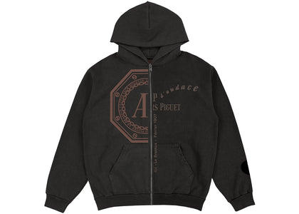 Travis Scott CJ x Audemars Piguet Split Logo Zip Up Hoodie Black - authentic Travis Scott apparel