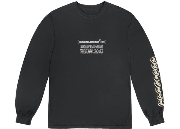 Travis Scott Cactus Jack For Fragment Logo L/S T-shirt Washed Black