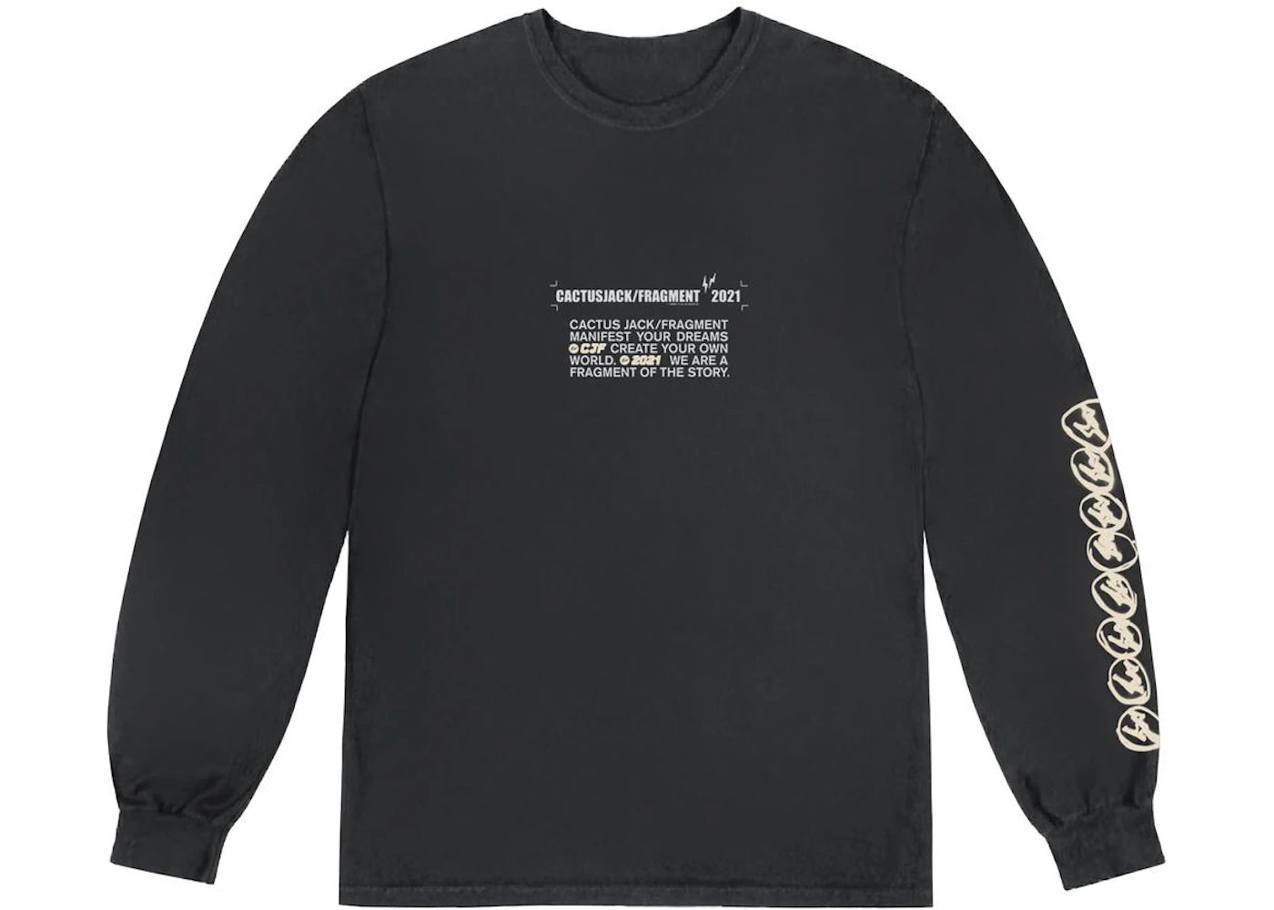 Travis Scott Cactus Jack For Fragment Logo L/S T-shirt Washed Black - vue secondaire A