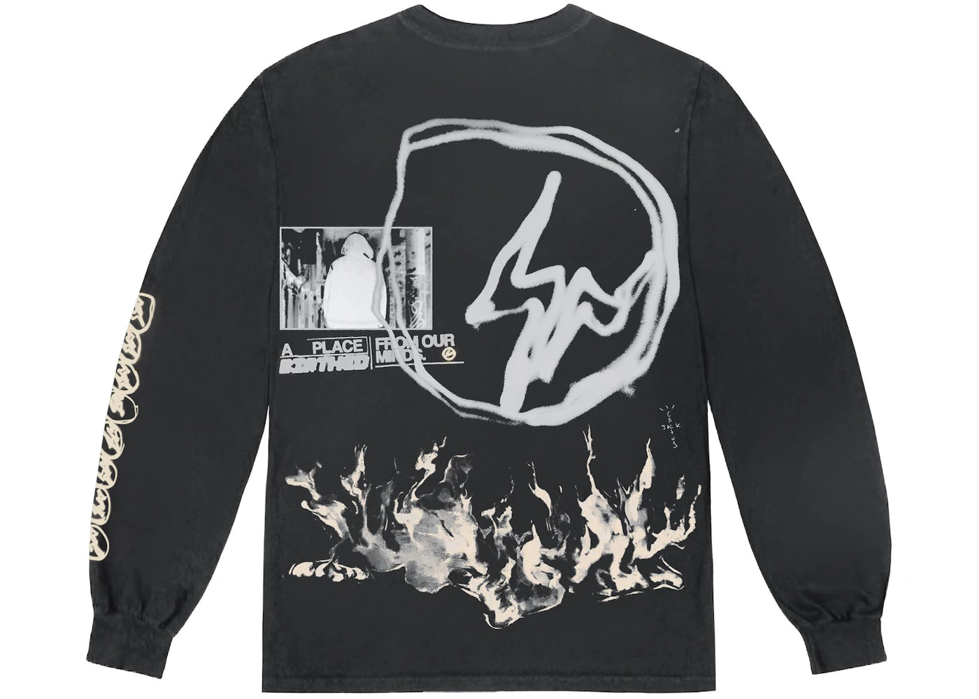 Travis Scott Cactus Jack For Fragment Logo L/S T-shirt Washed Black - vue 360