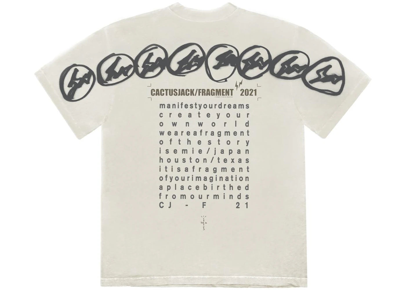 Travis Scott Cactus Jack For Fragment Manifest T-shirt White - vue secondaire A