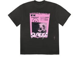 Travis Scott Cactus Jack For Fragment Pink Sunrise T-shirt Washed Black - authentic Travis Scott apparel