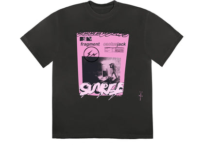 Travis Scott Cactus Jack For Fragment Pink Sunrise T-shirt Washed Black - authentic Travis Scott apparel