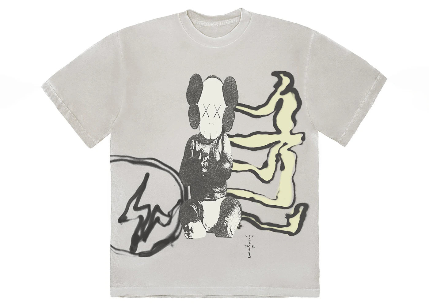 Travis Scott Cactus Jack + Kaws For Fragment Tee Aged Yellow - vue 360