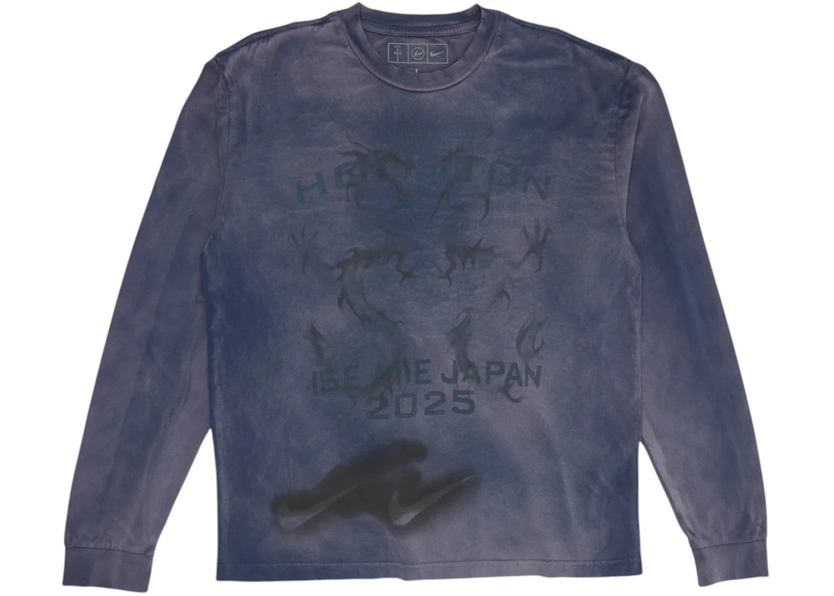 Travis Scott Cactus Jack x Fragment x Nike Houston To Ise Mie Longsleeve Washed Blue - vue 360