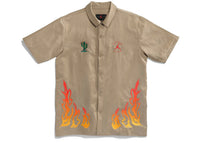 Travis Scott Cactus Jack x Jordan Button-Down-Hemd Khaki/University Red