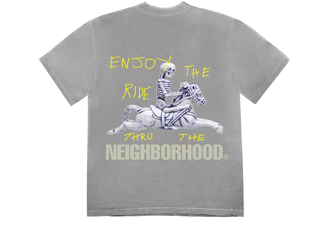 Travis Scott Cactus Jack x Neighborhood Carousel T-shirt Grey - vue 360