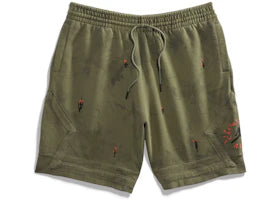 Travis Scott Jordan Washed Suede Shorts Olive - authentic Travis Scott apparel
