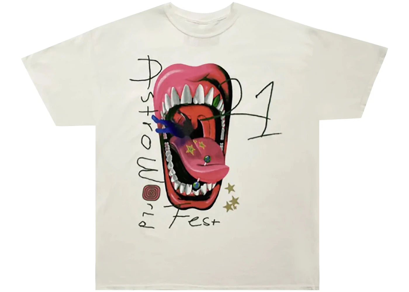 Travis Scott Mouth T-shirt White - vue secondaire A