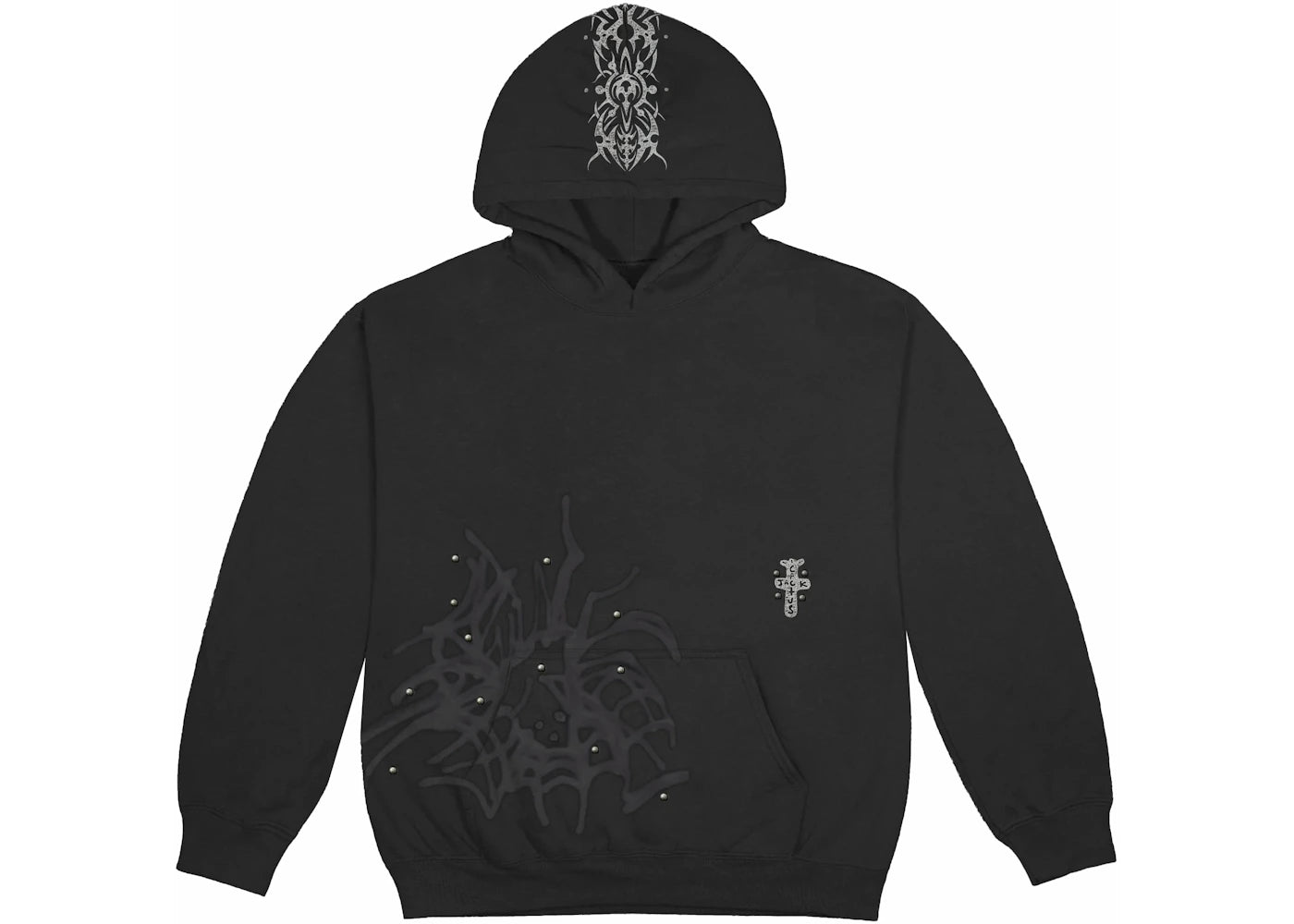 Travis Scott Nietenpullover-Hoodie Schwarz - vue 360